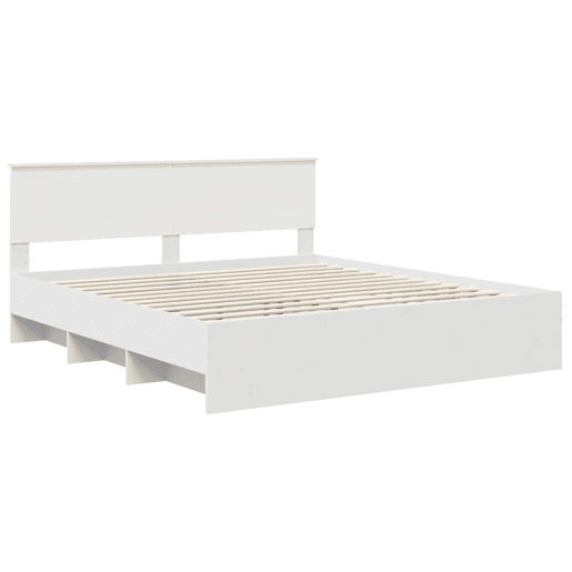 Estrutura De Cama De Casal Simple - Branco 180 x 200 cm Madeira processada