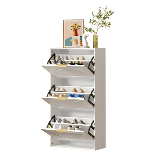 Sapateira de mdf com 3 tabuleiros,branco