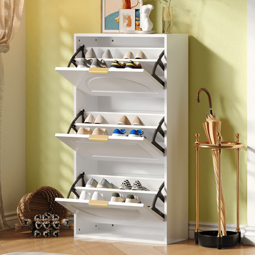 Sapateira de mdf com 3 tabuleiros,branco