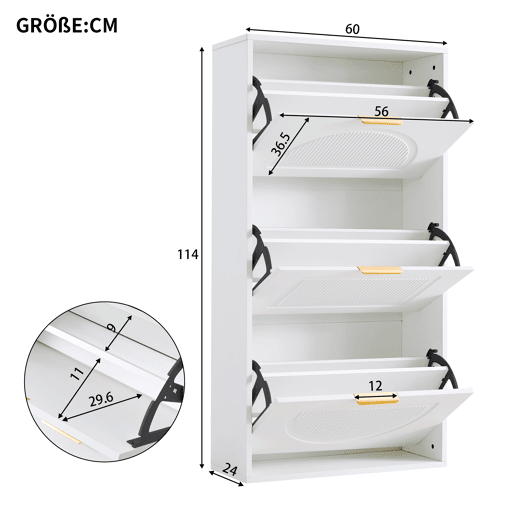 Sapateira de mdf com 3 tabuleiros,branco