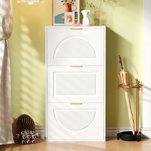 Sapateira de mdf com 3 tabuleiros,branco