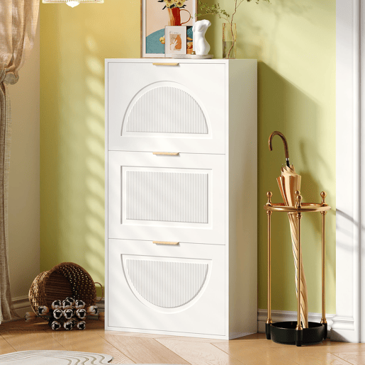 Sapateira de mdf com 3 tabuleiros,branco