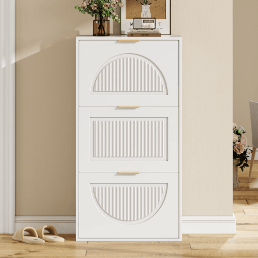 Sapateira de mdf com 3 tabuleiros,branco