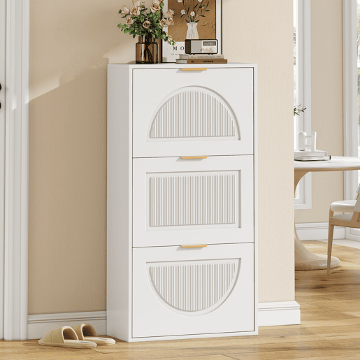Sapateira de mdf com 3 tabuleiros,branco