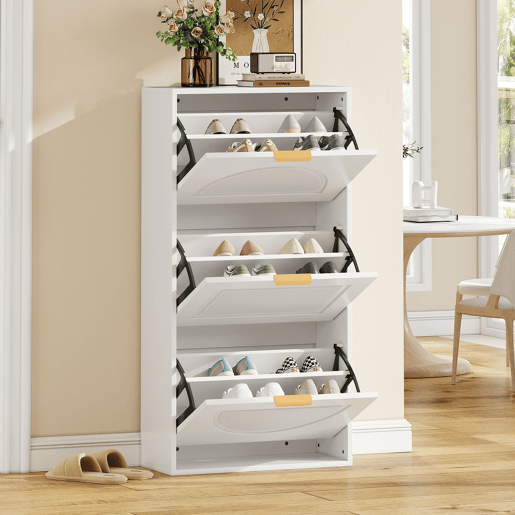 Sapateira de mdf com 3 tabuleiros,branco
