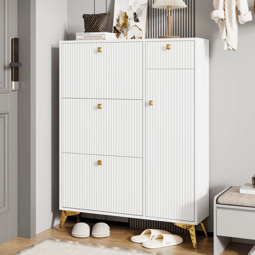 Sapateira de painel de partículas com 1 porta e 3 tabuleiros,branco