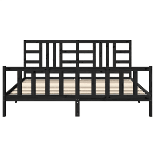 Estrutura de Cama de casal moderno com cabeceira 200x200 cm madeira maciça preto