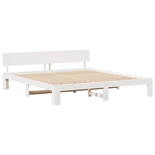 Estrutura da Cama de casal simple com cabeceira Branco 180 x 200 cm