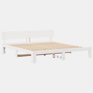Estrutura da Cama de casal simple com cabeceira Branco 180 x 200 cm