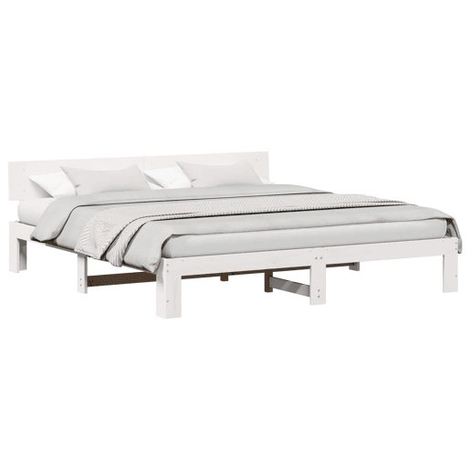 Estrutura da Cama de casal simple com cabeceira Branco 180 x 200 cm