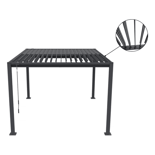 Pérgola bioclimática com 2 persianas de aço galvanizado Howard - 3 x 4 m - Cinza