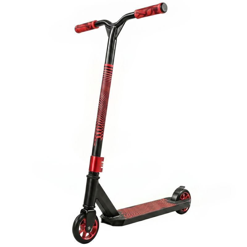 Sportnow scooter acrobático, scooter freestyle con manillar 360°, rodamientos abec-9, ruedas de pu de 120 mm, marco de aluminio acero, antideslizante, para adolescentes, adultos para skatepark, rojo