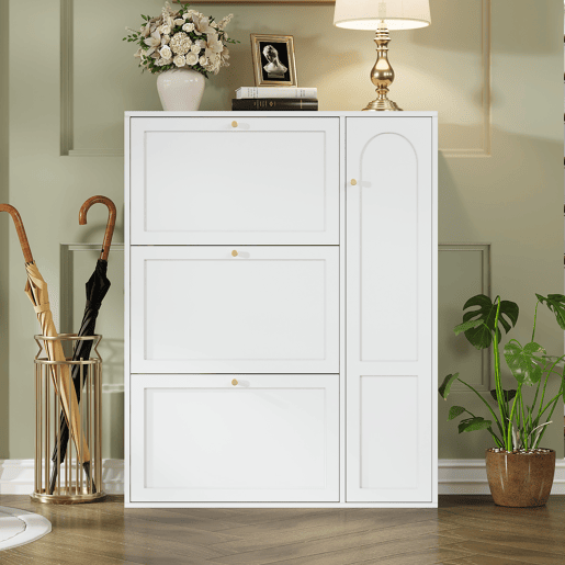 Sapateira de mdf com 1 porta e 3 tabuleiros,branco