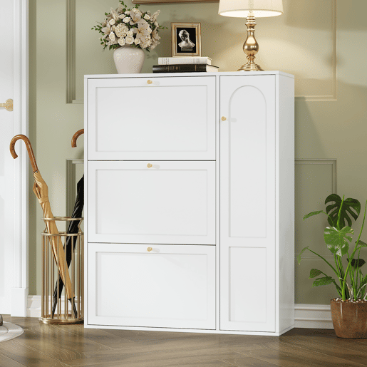 Sapateira de mdf com 1 porta e 3 tabuleiros,branco