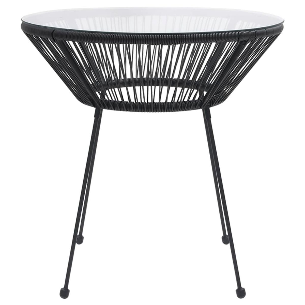Mesa de jardín tambor acero y vidrio negro ø70 x 74 cm