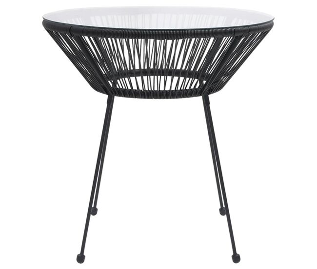 Mesa de jardín tambor acero y vidrio negro ø70 x 74 cm