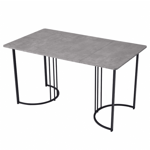 Conjunto de sala de jantar de 5 peças 140×80 cm - Mesa com 4 cadeiras, pernas metálicas pretas, tampo em MDF cinzento, cadeiras em veludo verde escuro Conjunto de sala de jantar de 5 peças 140×80 cm - Mesa com 4 cadeiras, pernas metálicas pretas, tampo em MDF cinzento, cadeiras em veludo verde escuro