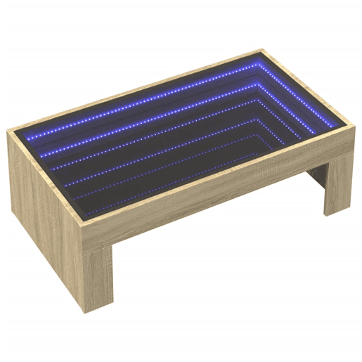 Mesa de Centro, Mesa baixa, luzes LED Infinity 90x50x30 cm carvalho sonoma