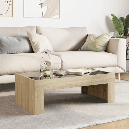 Mesa de Centro, Mesa baixa, luzes LED Infinity 90x50x30 cm carvalho sonoma