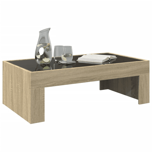 Mesa de Centro, Mesa baixa, luzes LED Infinity 90x50x30 cm carvalho sonoma