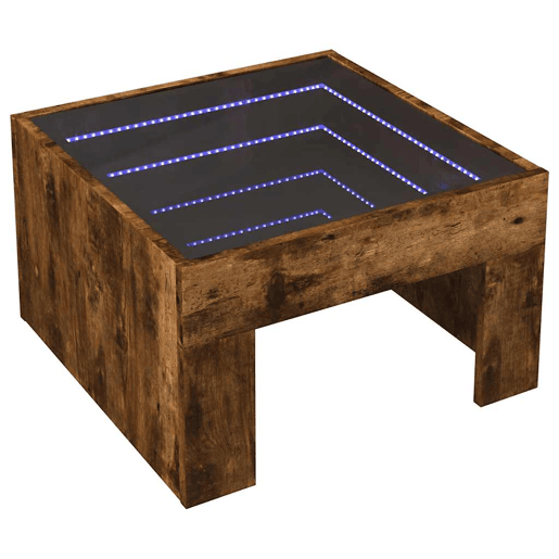 Mesa de Centro, Mesa baixa, luzes LED Infinity 50x50x30 cm carvalho fumado