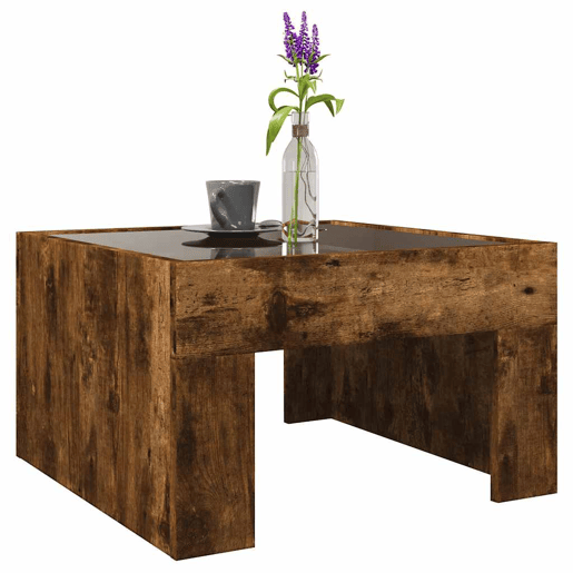Mesa de Centro, Mesa baixa, luzes LED Infinity 50x50x30 cm carvalho fumado