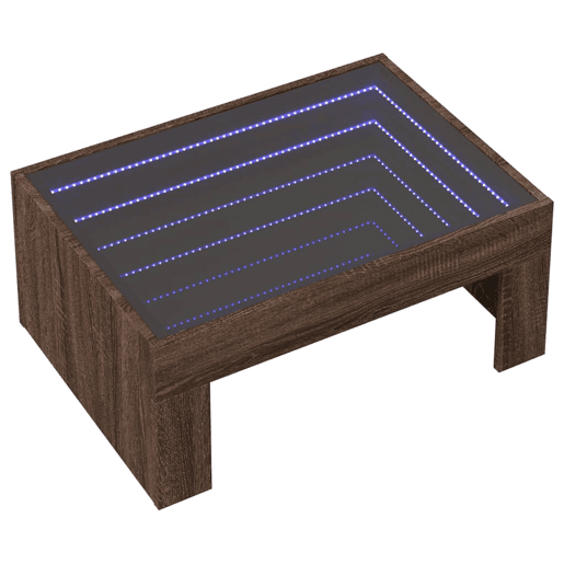 Mesa de Centro, Mesa baixa, luzes LED Infinity 70x50x30 cm carvalho castanho