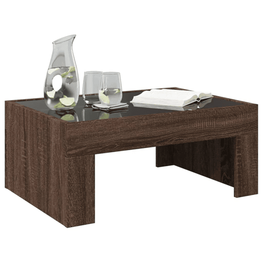 Mesa de Centro, Mesa baixa, luzes LED Infinity 70x50x30 cm carvalho castanho