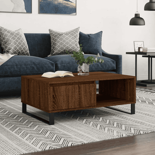 Mesa de Centro, Mesa baixa, 90x60x35 cm derivados madeira carvalho castanho