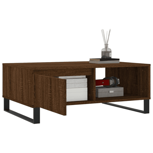 Mesa de Centro, Mesa baixa, 90x60x35 cm derivados madeira carvalho castanho