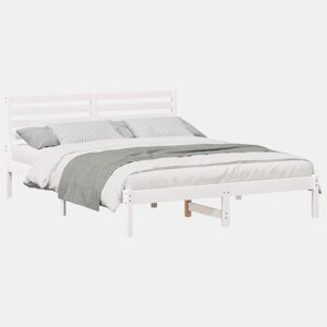 Estrutura da Cama de casal simple com cabeceira Branco 160 x 200 cm