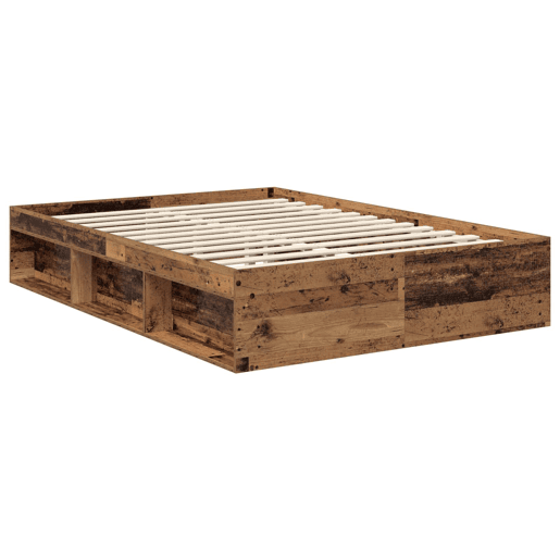 Estrutura de cama de casal com cabeceira - Madeira antiga 140 x 190 cm