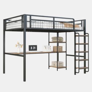 Cama de criança,cama alta de metal 140x200 cm,preto