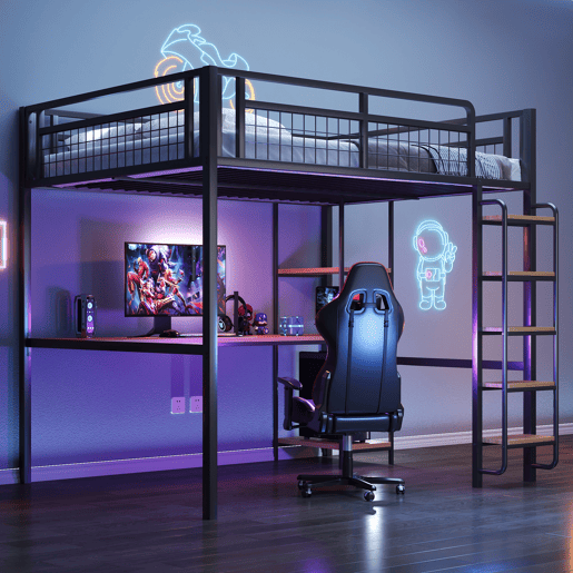 Cama de criança,cama alta de metal 140x200 cm,preto