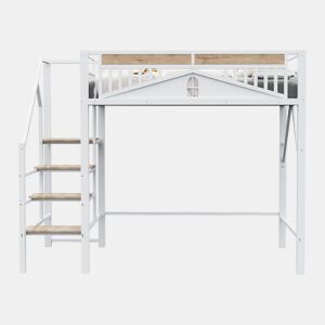 Cama de criança,cama alta de metal 140x200 cm,branco