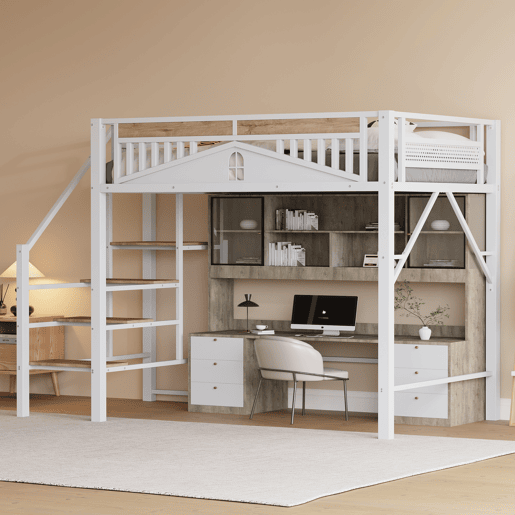 Cama de criança,cama alta de metal 140x200 cm,branco
