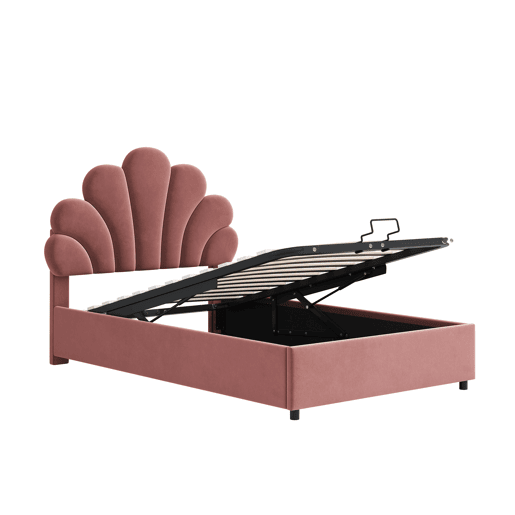 Cama de criança,cama de solteiro de veludo 90x200 cm com armazenamento,rosa