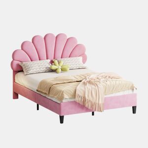 Cama de criança,cama de casal de veludo 140x200 cm,rosa
