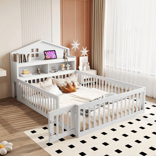 Cama de criança,cama de casal de madeira maciça 140x200 cm,branco