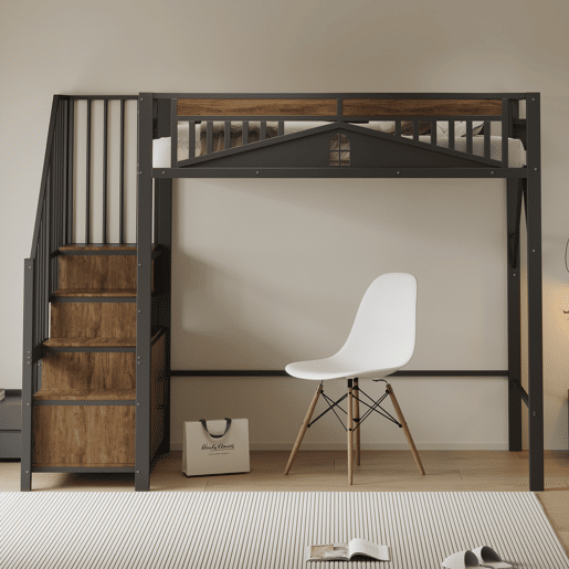Cama de criança,cama alta de metal 90x200 cm,preto