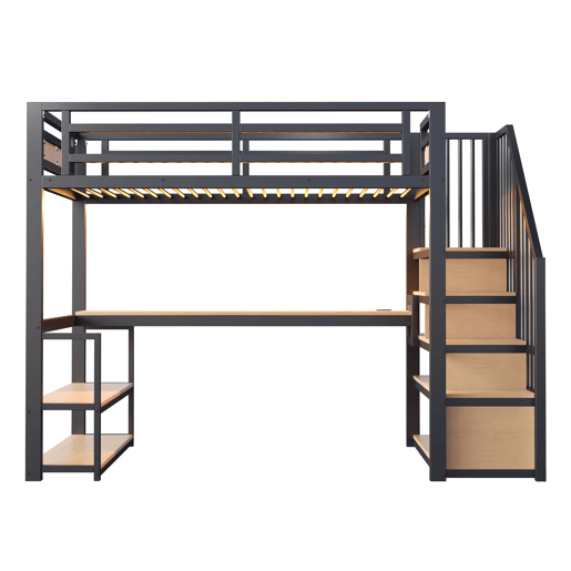 Cama de criança,cama alta de metal 90x200 cm com luz led,preto