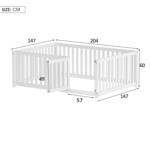 Cama de criança,cama de casal de madeira maciça 140x200 cm,branco