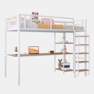 Cama de criança,cama alta de metal 90x200 cm,branco