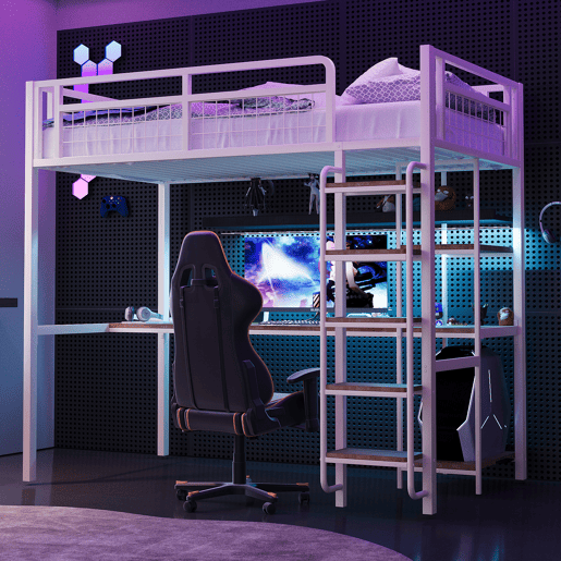 Cama de criança,cama alta de metal 90x200 cm,branco