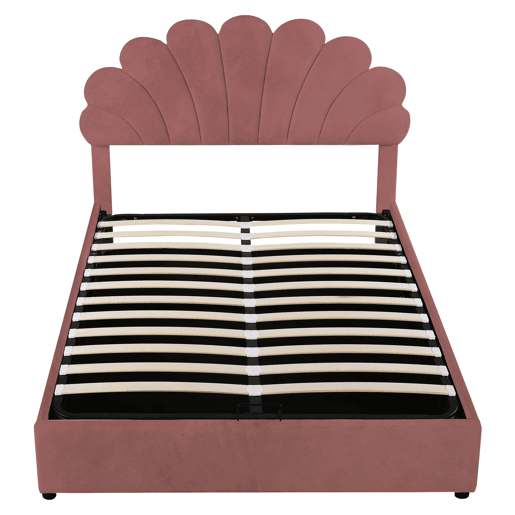 Cama de criança,cama de casal de veludo 140x200 cm com armazenamento,rosa