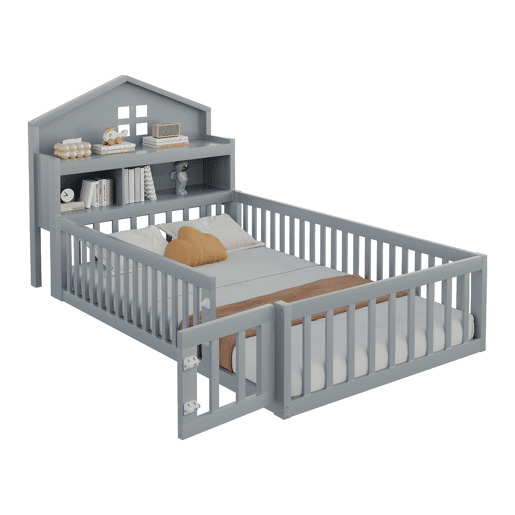 Cama de criança,cama de solteiro de madeira maciça 90x200 cm,cinza