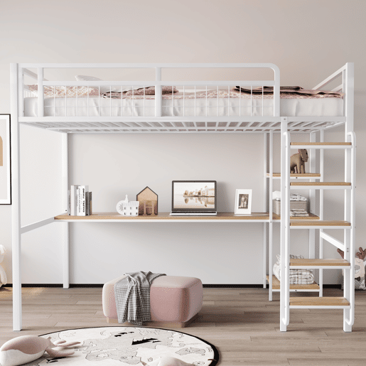 Cama de criança,cama alta de metal 140x200 cm,branco