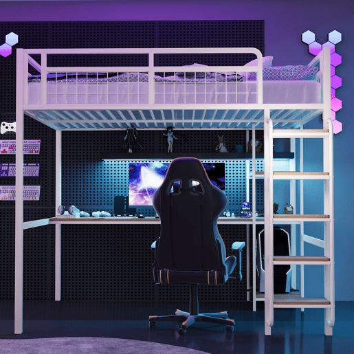 Cama de criança,cama alta de metal 140x200 cm,branco
