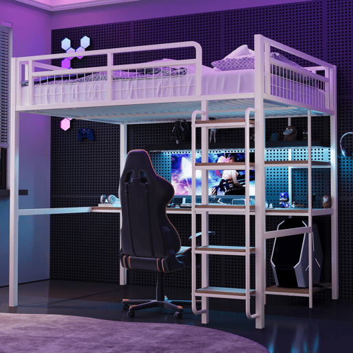 Cama de criança,cama alta de metal 140x200 cm,branco