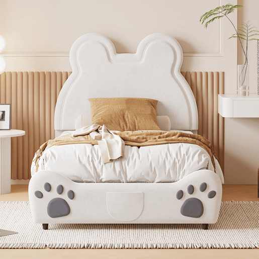 Cama de criança,cama de solteiro de veludo 90x200 cm,branco